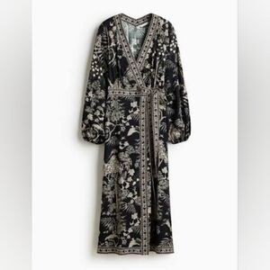 H&M Black and Cream Floral Maxi Dress